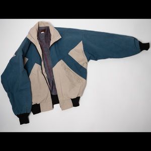 Vintage Fleece lined blue and white jacket